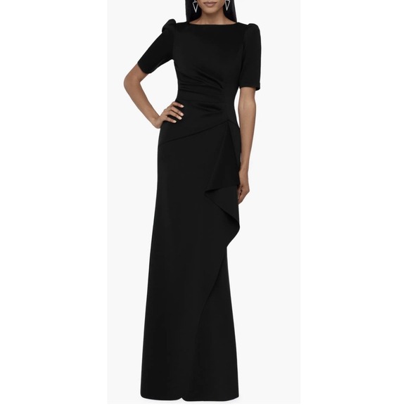 Xscape Dresses & Skirts - Xscape Evenings maxi gown featuring short puff sleeves Black Size 12